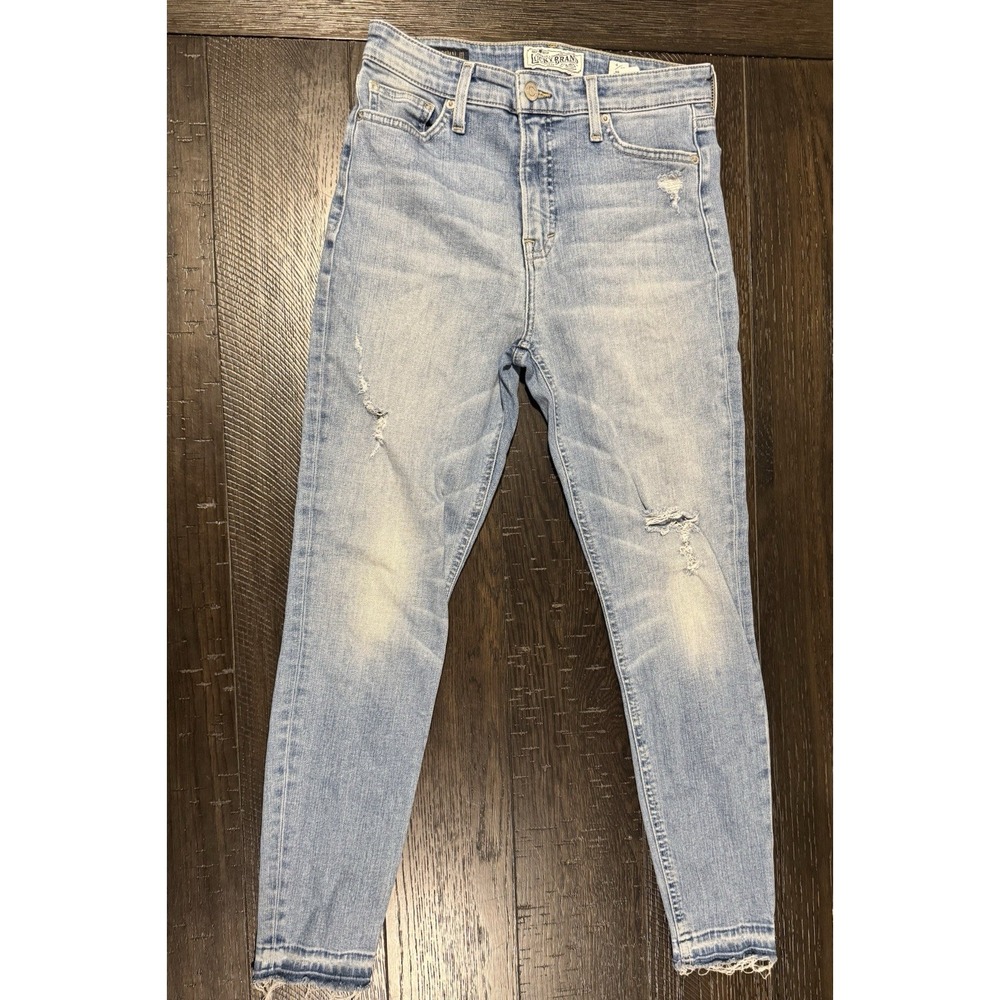 Lucky Brand Leyla Skinny Jeans Womens 4/27 Blue Light Wash Distressed Stretch